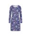 Womens/ladies Fleur All-over Print Long-sleeved T-shirt Dress Purple Lazy Jacks-2