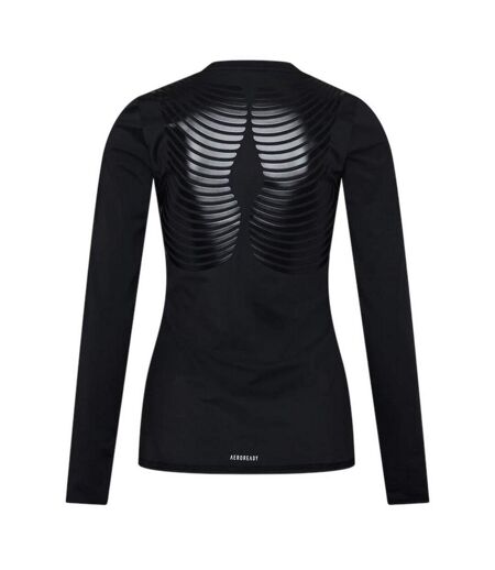 T-shirt Manches Longues Motif/style Contrasté Femme Noir Adidas