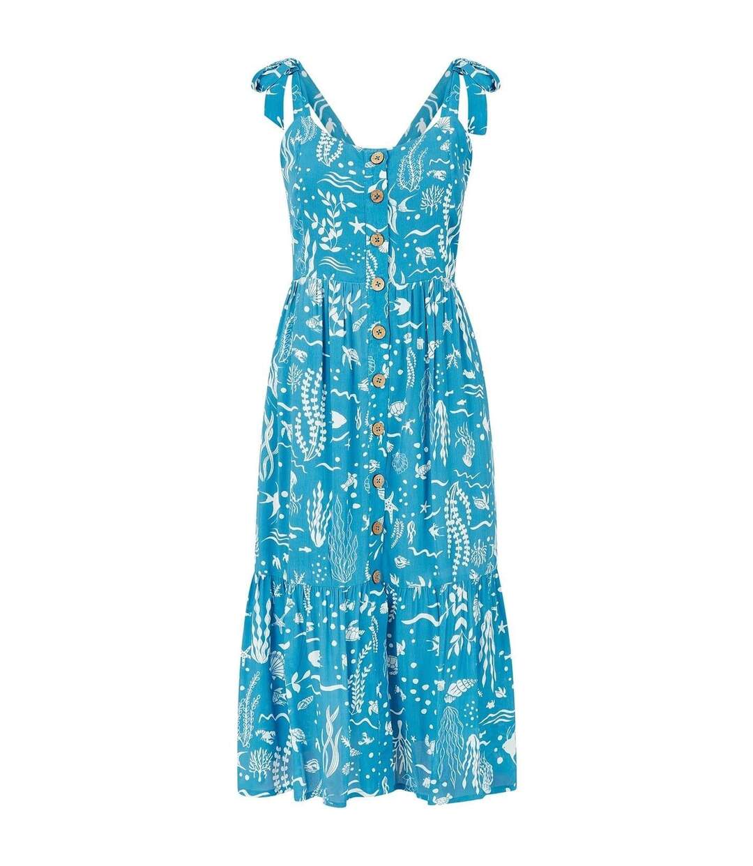 Robe À Bretelles Sans Manches Motif/style Vie Aquatique Femme Bleu Yumi-2