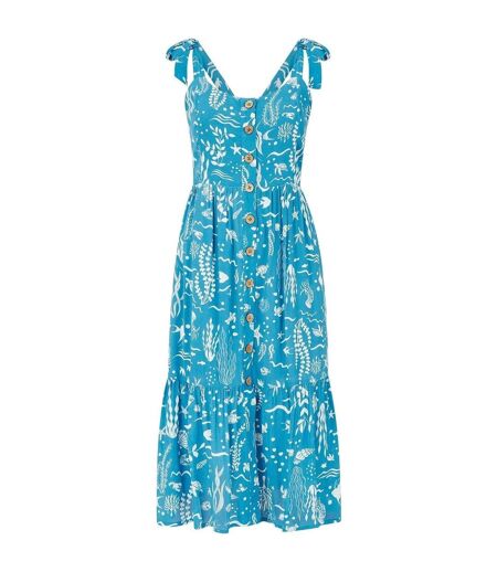 Robe À Bretelles Sans Manches Motif/style Vie Aquatique Femme Bleu Yumi
