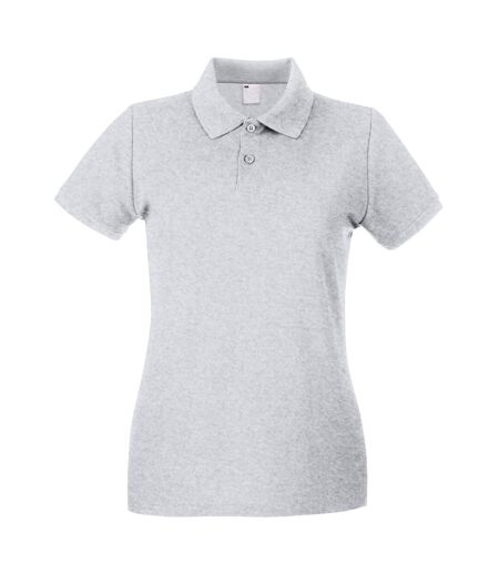Womens/Ladies Fitted Short Sleeve Casual Polo Shirt (Gray Marl)