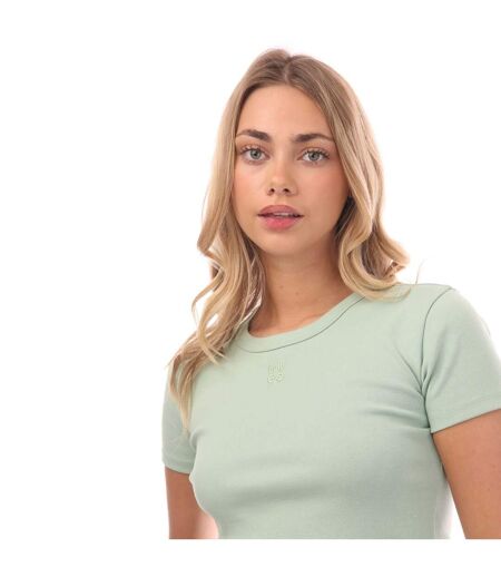 Womens/ladies Stretch Mesh T-shirt Blue Hugo