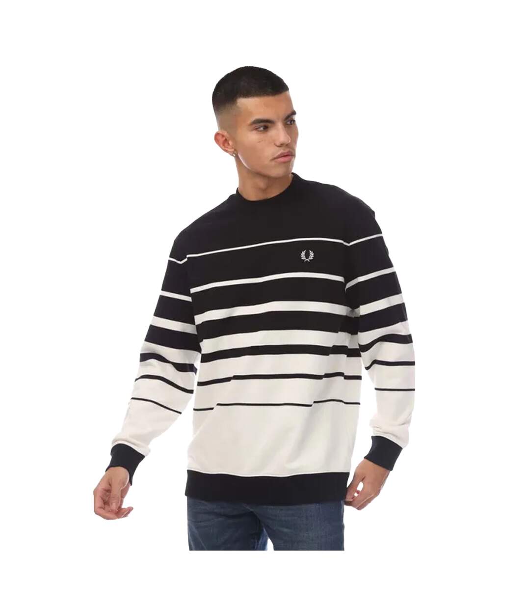 Sweat homme blanc / noir Fred Perry-1