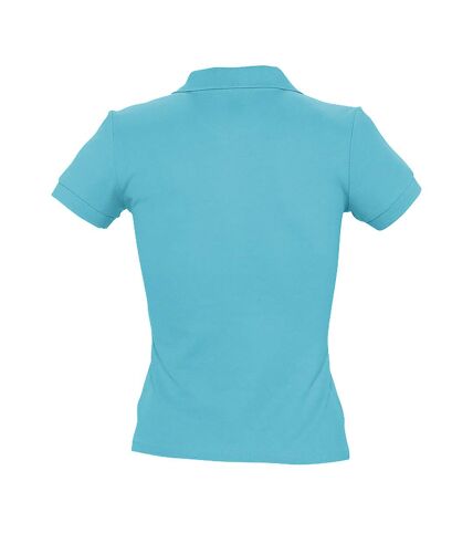 SOLS Womens/Ladies People Pique Short Sleeve Cotton Polo Shirt (Blue Atoll) - UTPC319