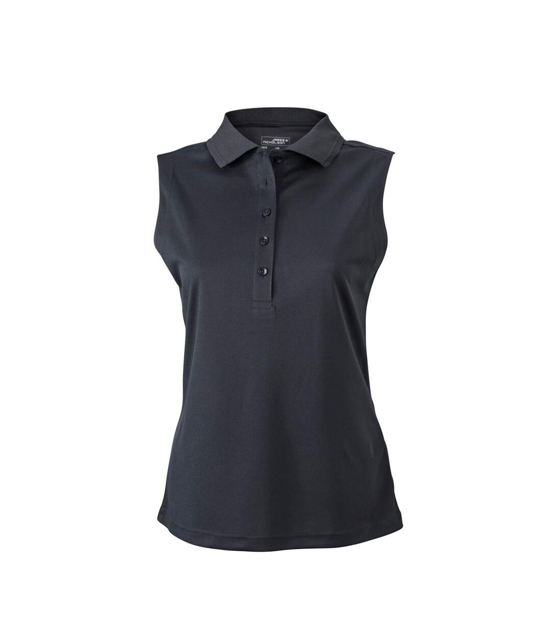 Polo micro-polyester FEMME JN575 - noir - sans manches