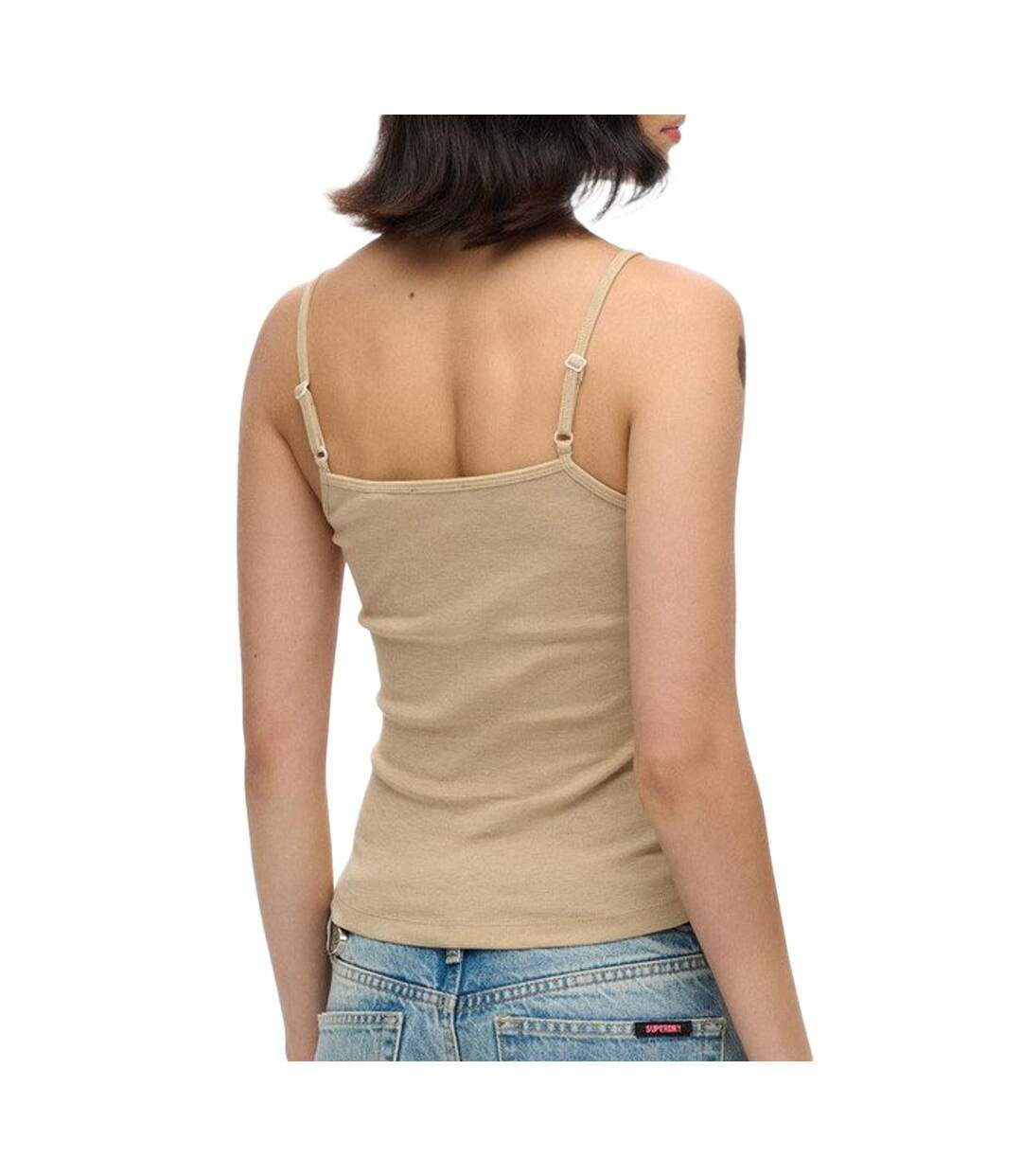 Débardeur marron clair femme superdry fine - l-2