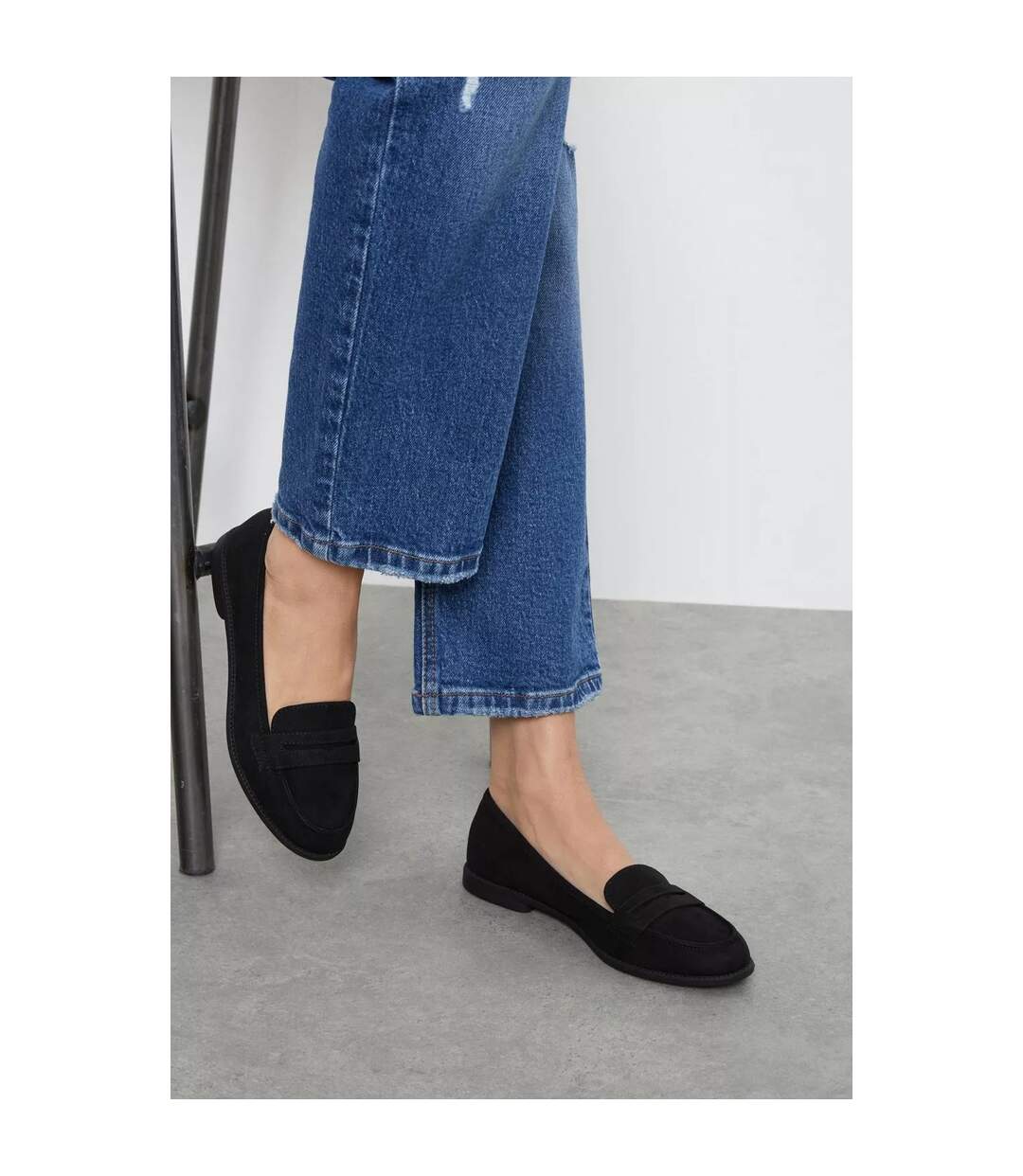 Womens/ladies Lara Penny Wide Loafers Natural Black Dorothy Perkins-4