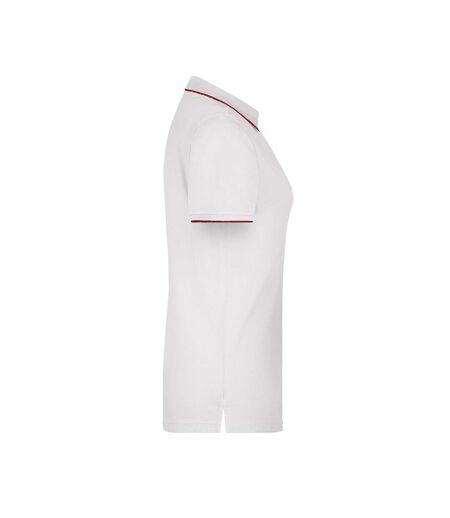 Polo Motif/style À Rayures Femme Blanc Rouge James And Nicholson