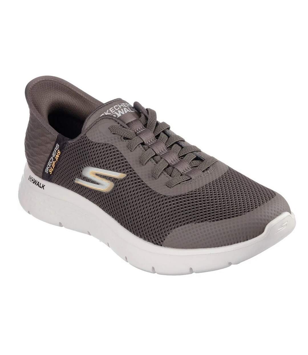 Mens Go Walk Hands Up Slip-on Trainers Brown Skechers-1