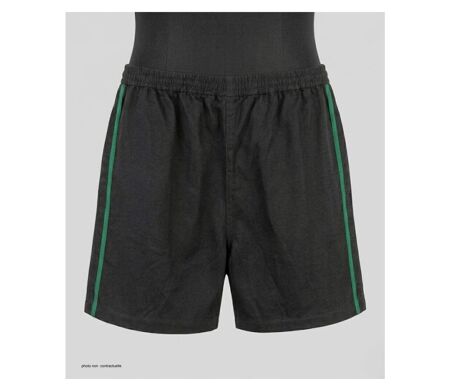 Short homme CHALLENGER 8L noir avec bande verte : le short en coton ultra-confortable spécial moisson