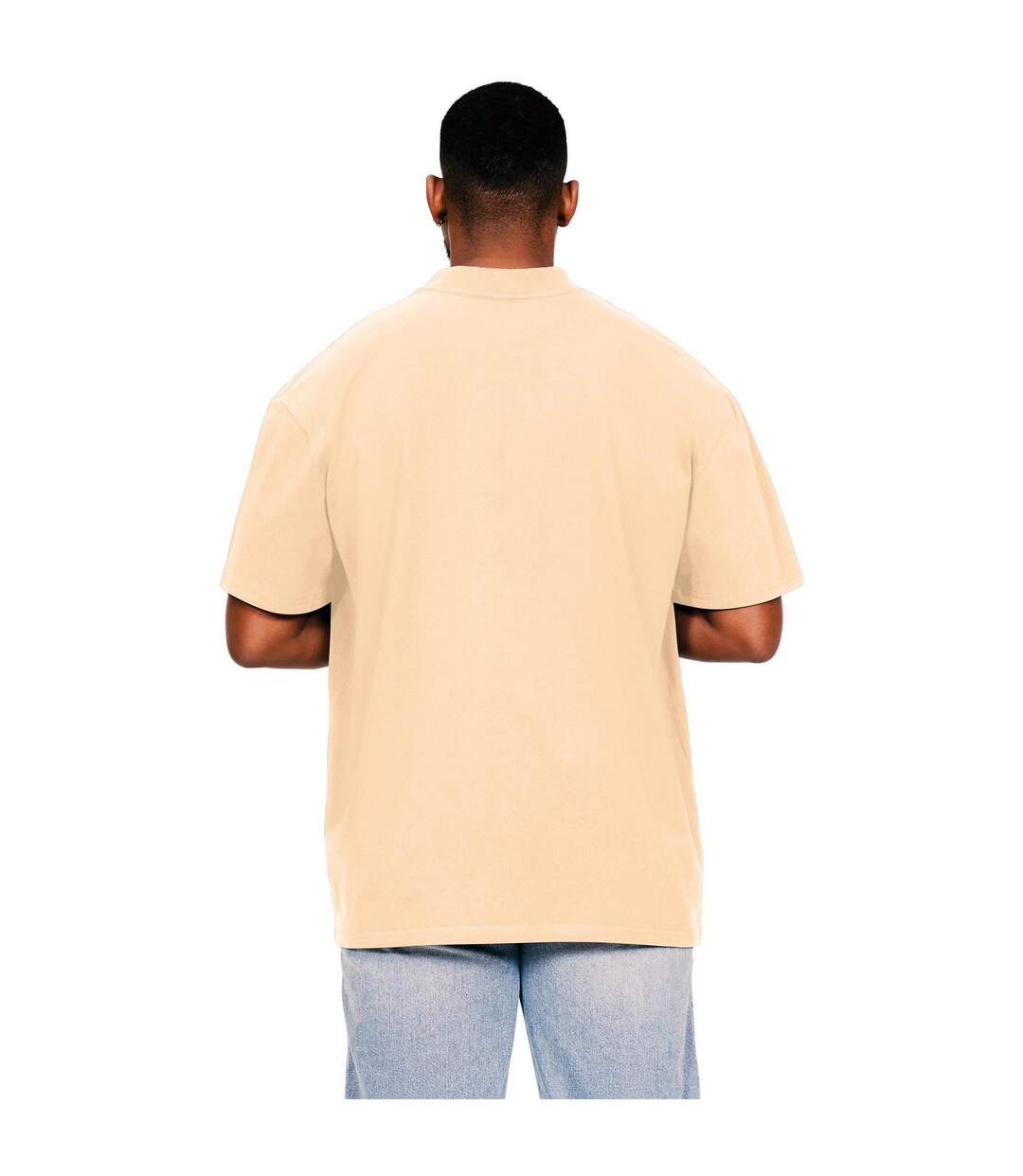 Mens ringspun cotton extended neckline tall oversized t-shirt sand Casual Classics-2