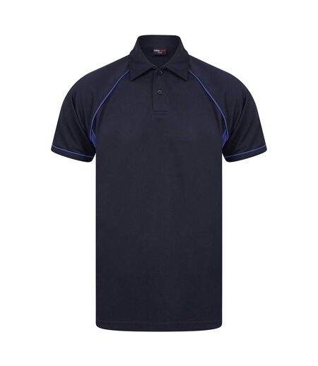 Finden and Hales Mens Performance Piped Polo Shirt (Navy/Royal Blue)