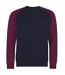 Awdis Mens Two Tone Cotton Rich Baseball Sweatshirt (Oxford Navy/Burgundy) - UTRW3929