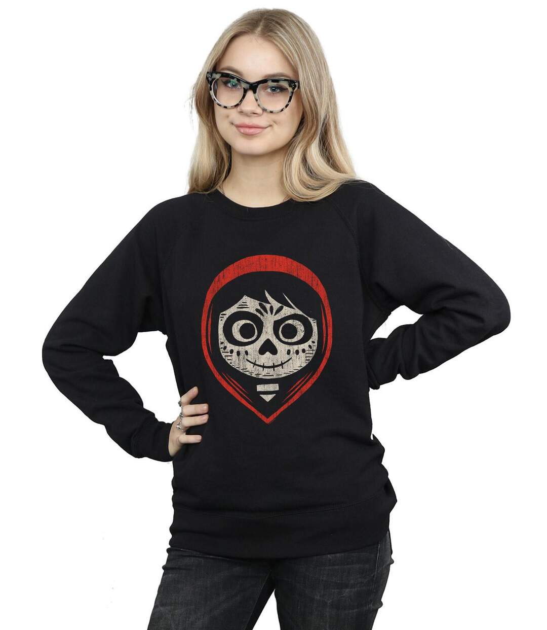 Disney Sweatshirt à capuche Coco Miguel Skeleton Face Womens/Ladies (Noir) - UTBI12229-2