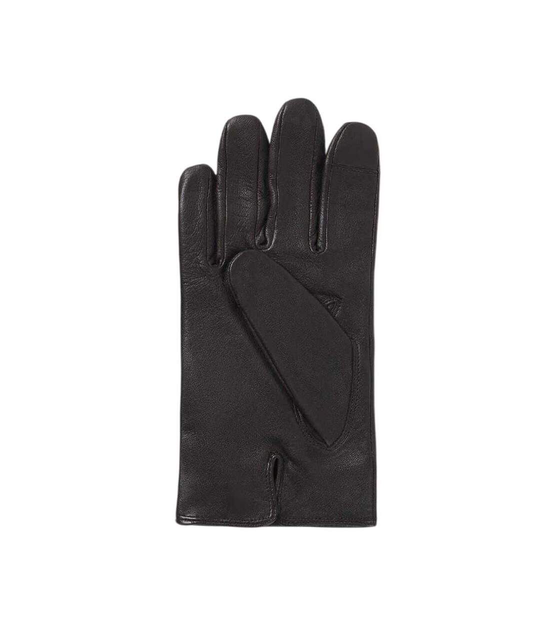 Mens Hainz Me Fleece Leather Gloves Medium Brown Boss-2