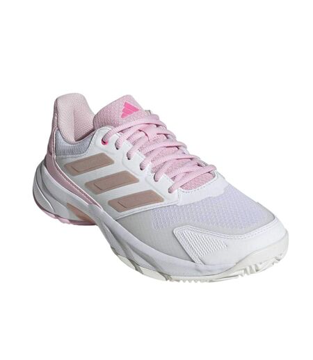 Womens/ladies Courtjam Control 3 Tennis Shoes White Metallic Pink Adidas