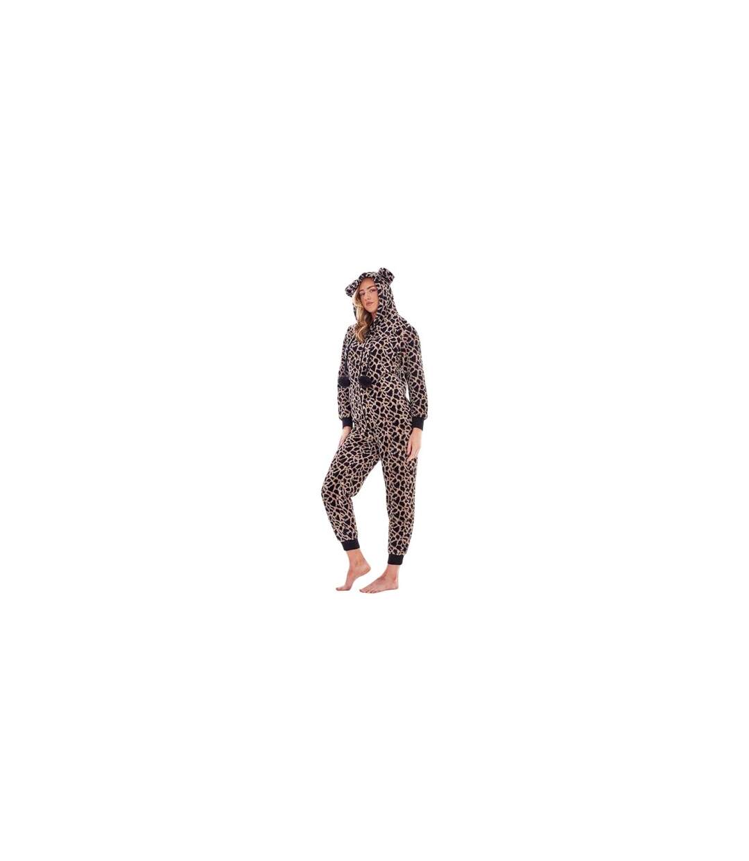 Combinaison Motif/style Imprimé Léopard Femme Marron Noir Keanu-1
