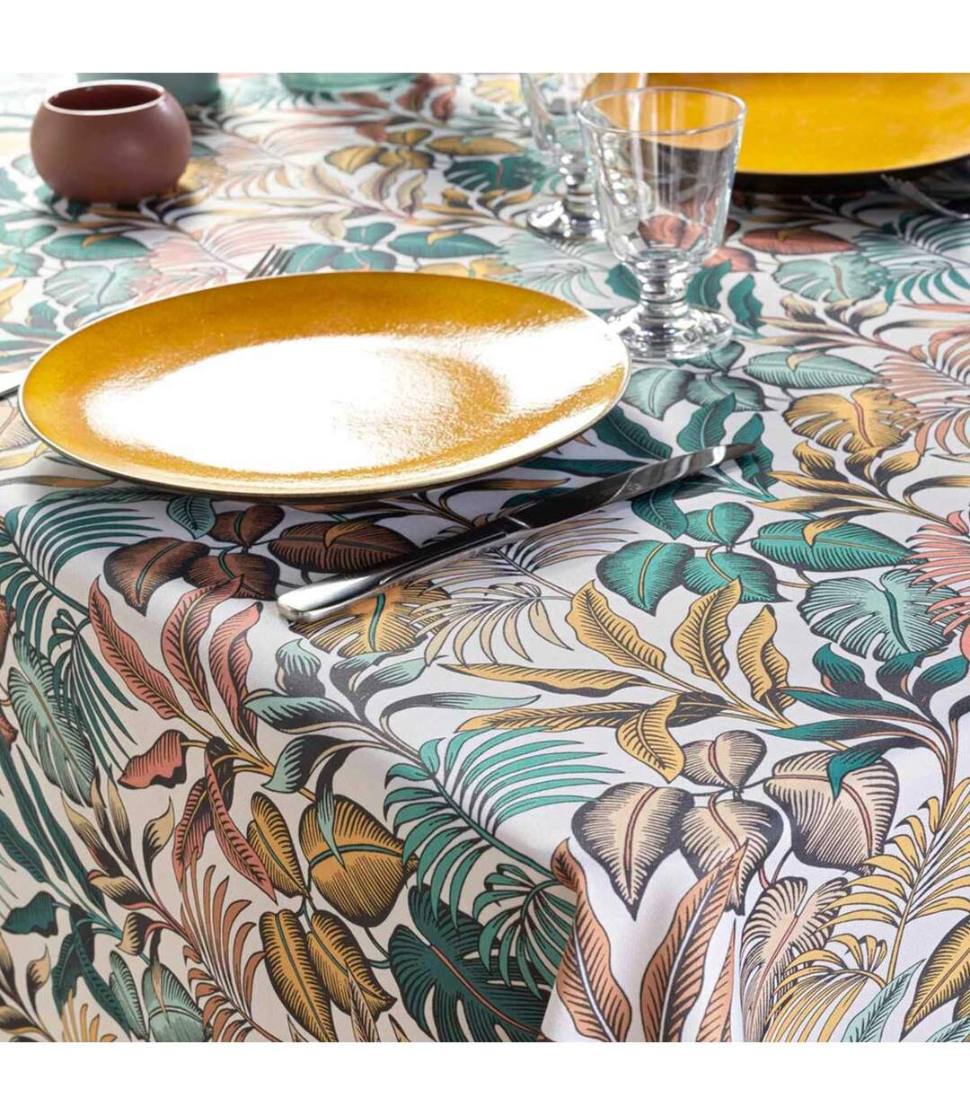 Nappe Antitache Imprimé Stylis 145x240cm Jaune-2
