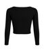 Womens/ladies Ribbed Long-sleeved Crop Top Black I Saw It First-2