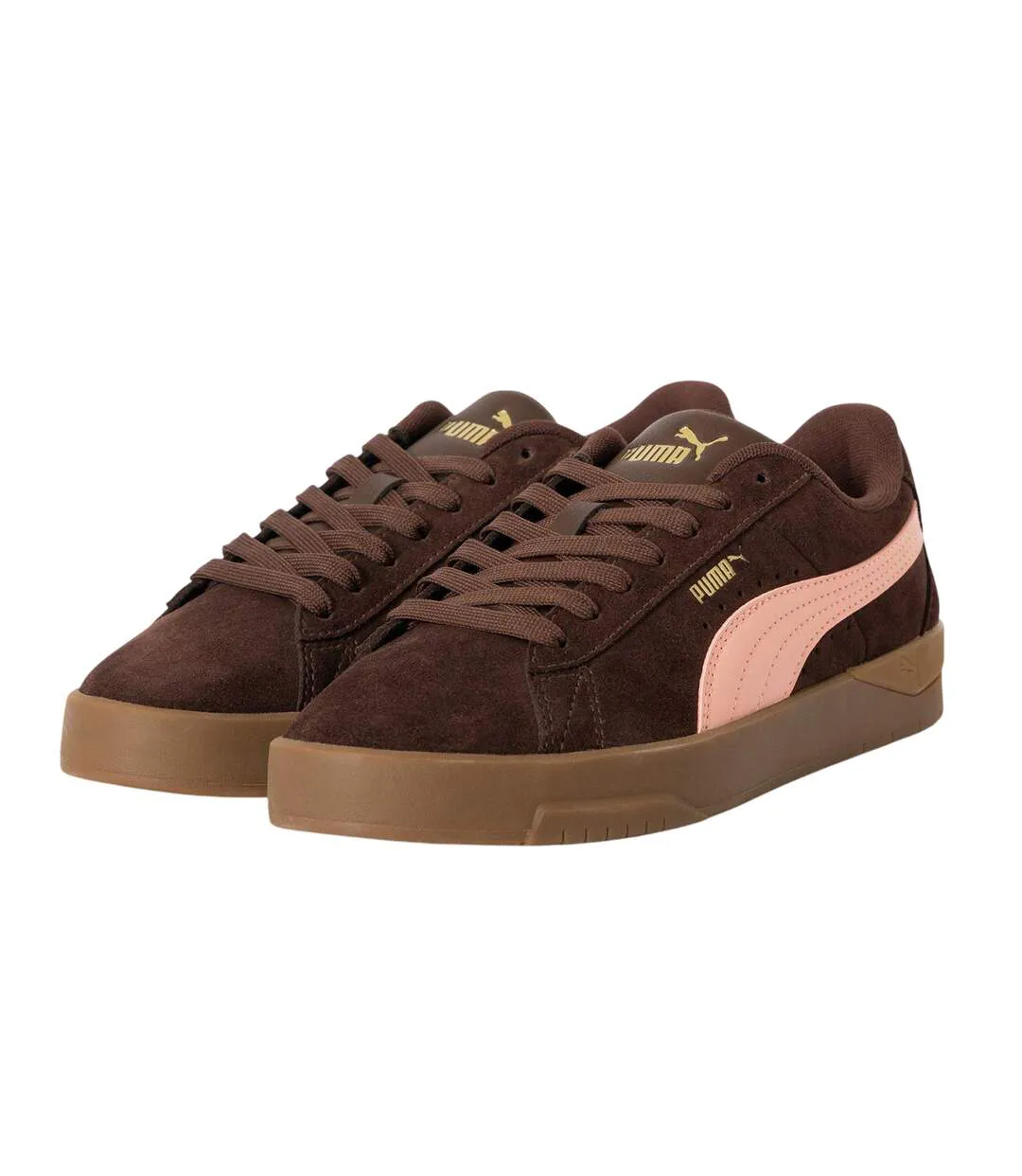 Womens/ladies Jada Suede Platform Trainers Brown Pink Puma-1