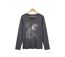 AXONE CHALON1G - Tee-shirt gris manches longues col V avec imprimé devant et fentes latérales-2