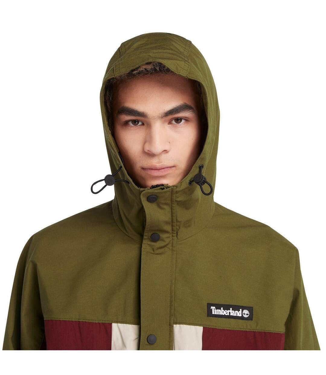 Mens Hooded Relaxed Fit Windbreaker Dark Olive Timberland-3
