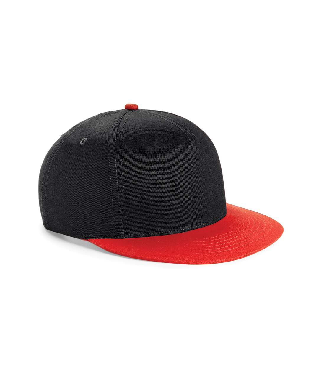 Youth Unisex Retro Snapback Cap Black Bright Red Beechfield-1