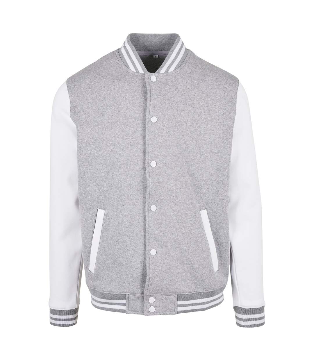 Blouson D'université Basic Homme Gris Chiné Blanc Build Your Brand-1