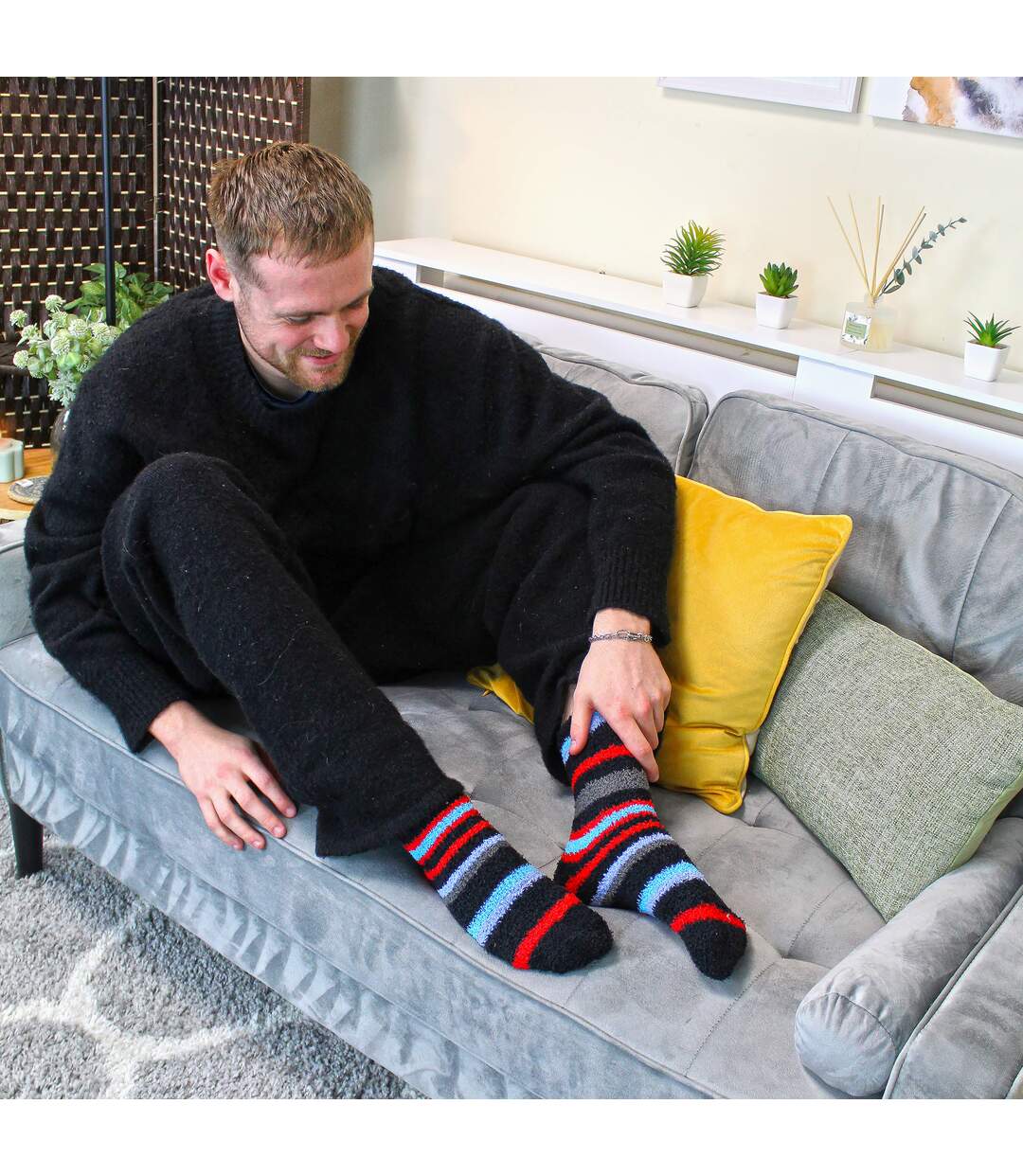 Sock Snob - 4 Paires Homme Chaussettes Polaire Chaudes | Antidérapantes Chaudes-4