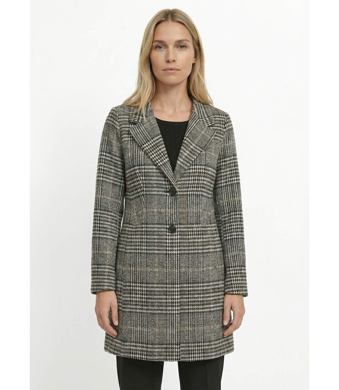 Manteau aspect lainage mi long col tailleur-1