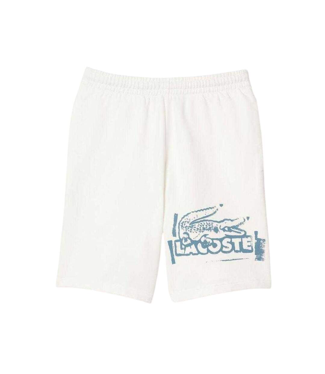 Mens Cotton Graphic Print Regular Shorts Cream Lacoste-2