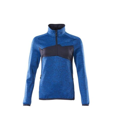 Womens/ladies Accelerate Plain Fleece Half Zip Jumper Azure Blue Dark Navy Mascot