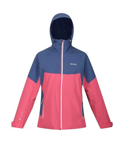 Regatta Womens/Ladies Bosfield Colour Block Waterproof Jacket (Fruit Dove/Dusty Denim) - UTRG9398