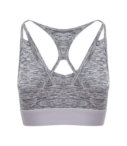 Just cool womens/ladies girlie cross back crop top gray melange AWDis