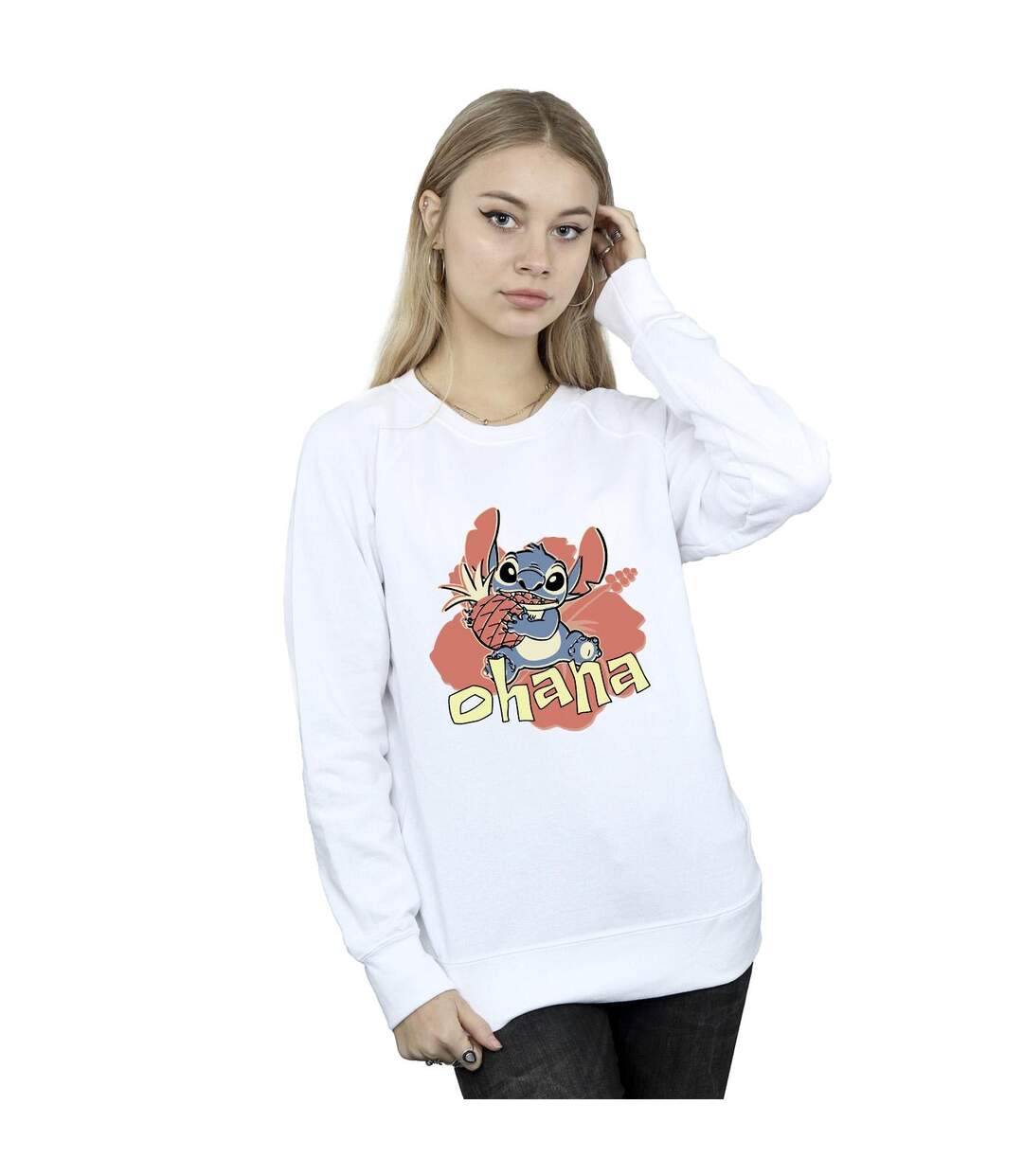 Disney - Sweat LILO AND STITCH OHANA PINEAPPLE - Femme (Blanc) - UTBI22803-2