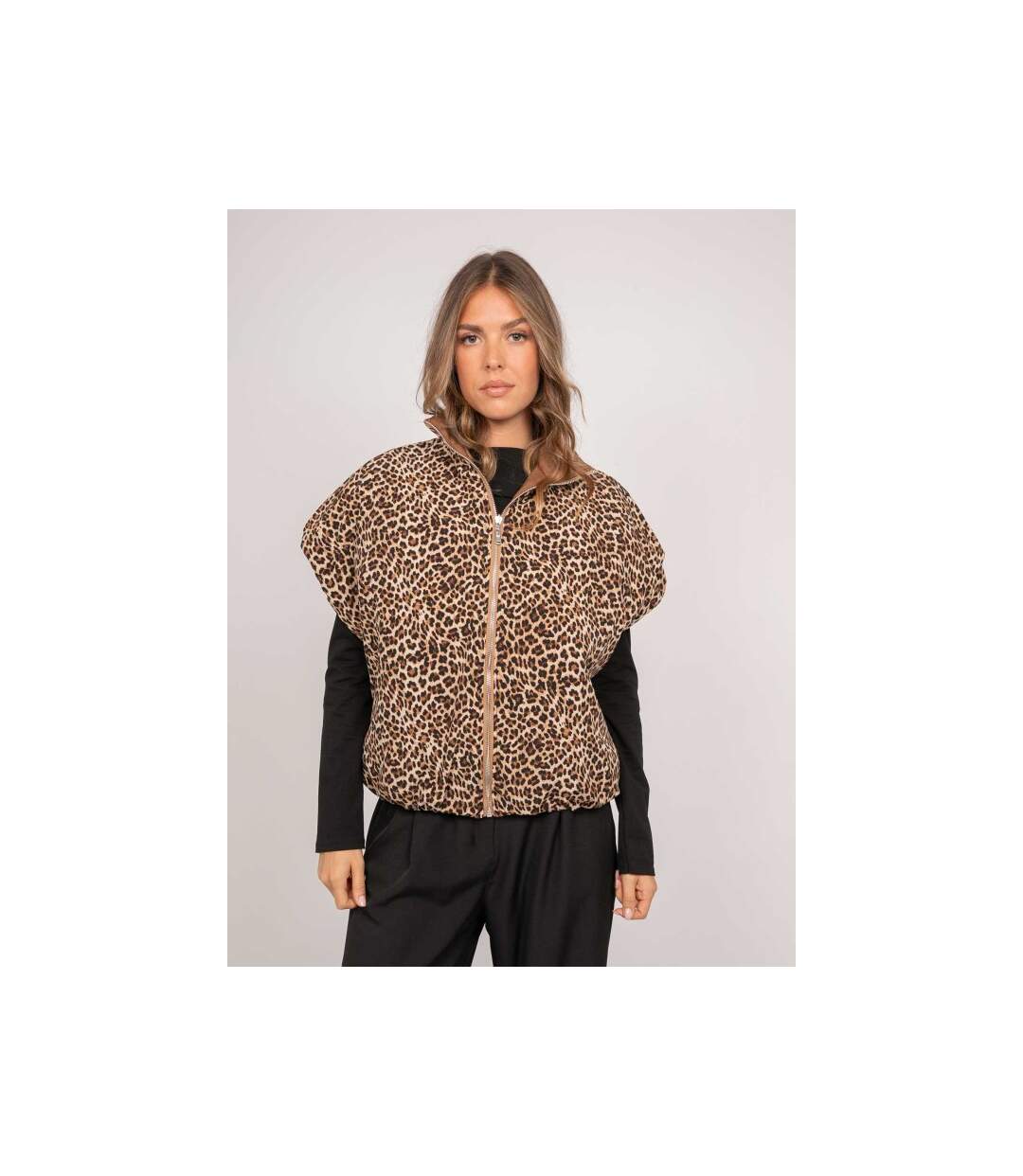 Doudoune sans manches réversible motif léopard UDELI - Dona X Lisa-1
