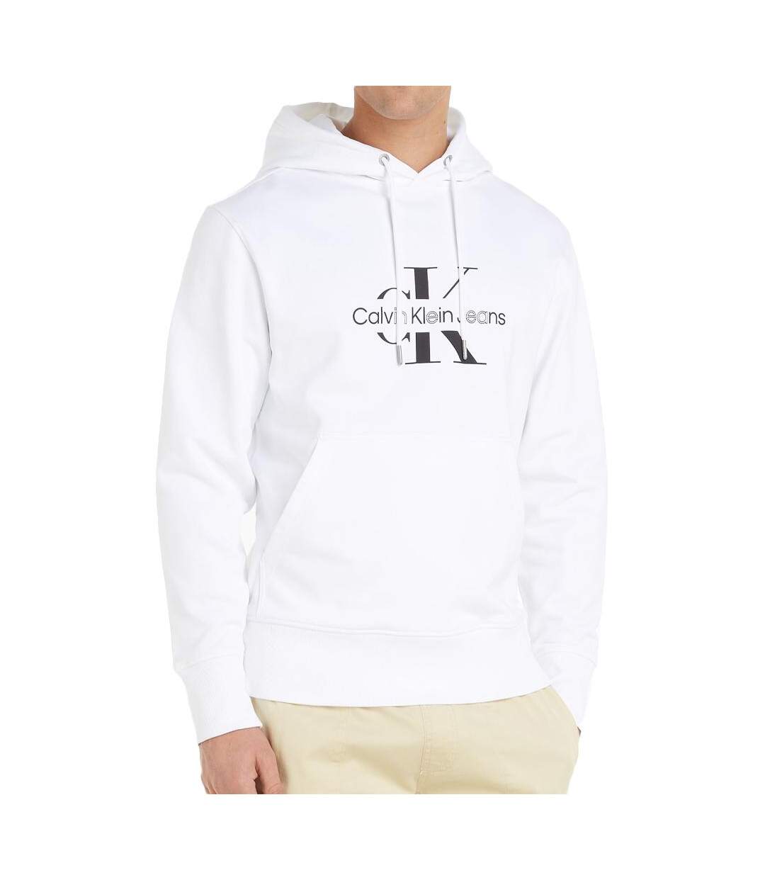 Sweat à capuche Blanc Homme Calvin Klein Jeans Disrupted J30J325429 - L-1