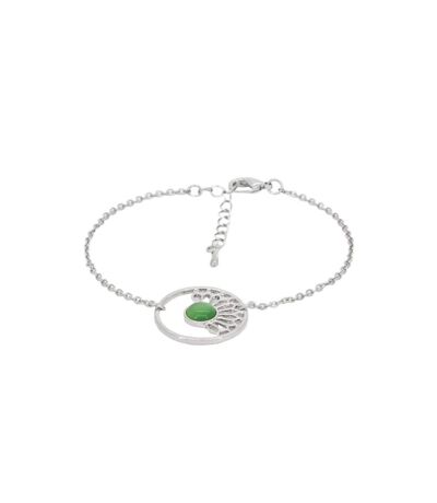 Bracelet Bohème argenté et vert