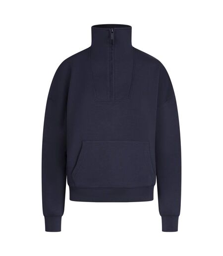 Sweat Uni À Col Montant Zippé Jean Femme Bleu Marine Trespass
