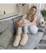 Ladies Teddy Fleece Full Slippers Oatmeal Taupe Cosy UK 3-8-5