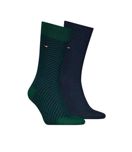 Chaussettes Motif/style Rayures Contrastées Homme Bleu Marine Vert Tommy Hilfiger