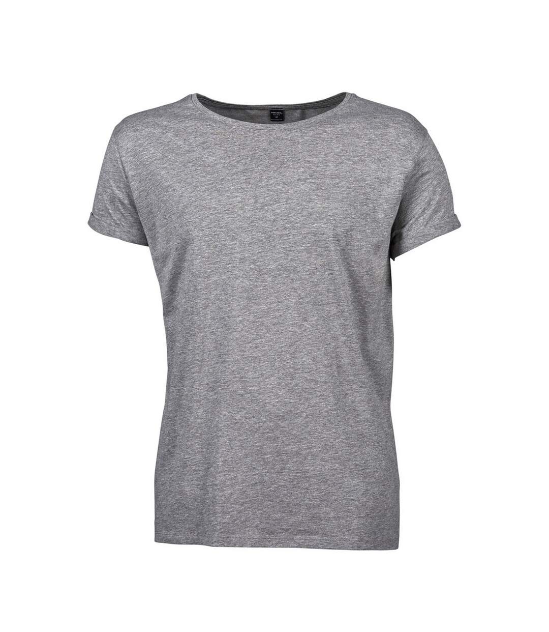 Mens Roll Sleeve Cotton T-shirt Heather Grey Tee Jays-1