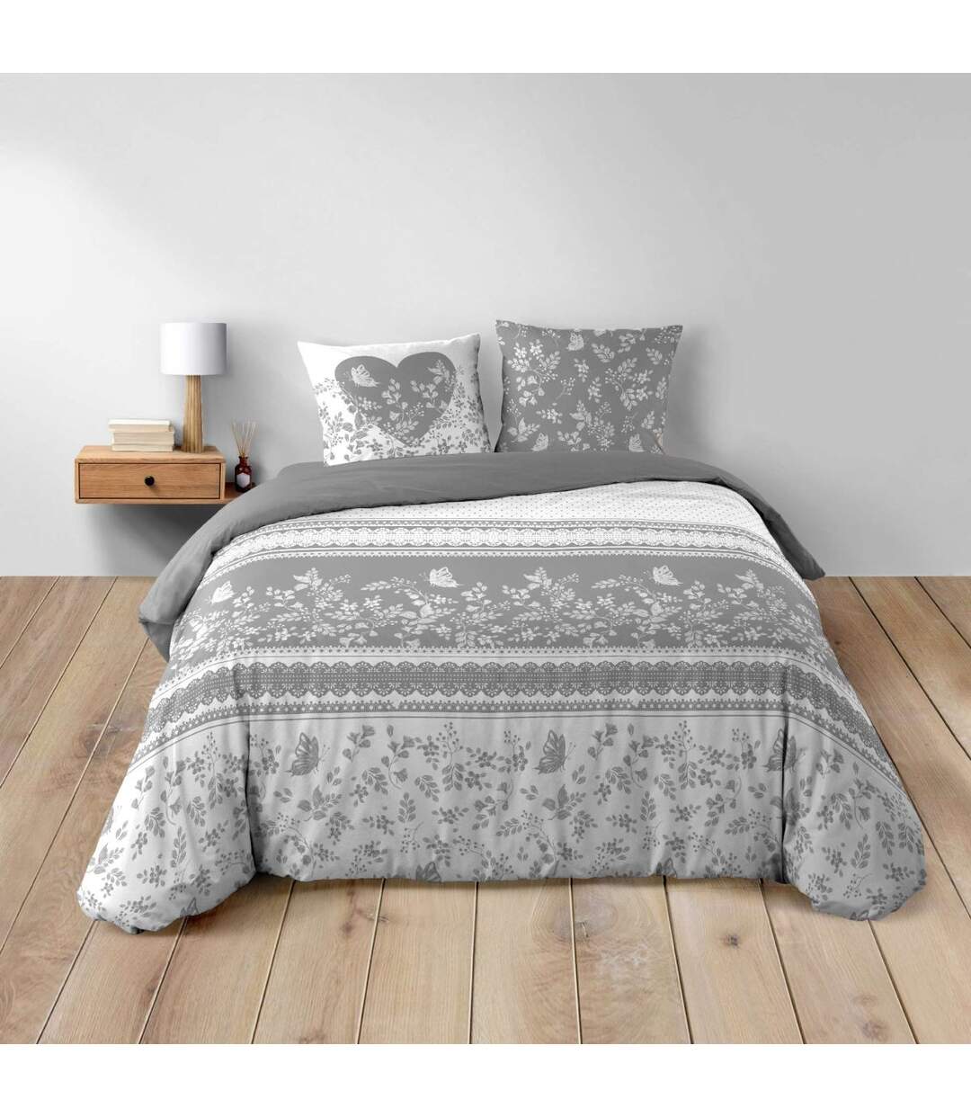 Parure de Lit 3 Pièces Annie 240x220cm Gris-5