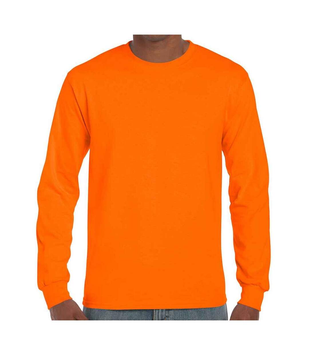 T-shirt Manches Longues Adulte Orange Fluo Gildan-1