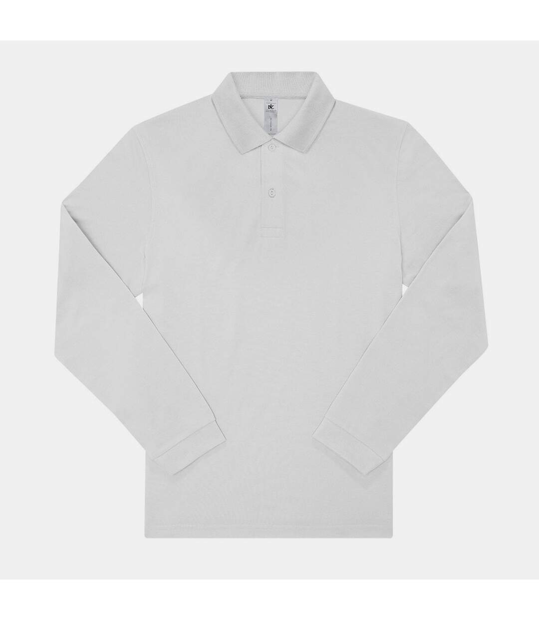 Mens my long-sleeved polo shirt white B&C