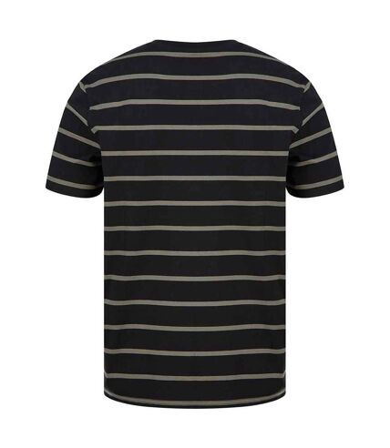 Front Row Mens Striped T-Shirt (Black/Khaki) - UTRW8385