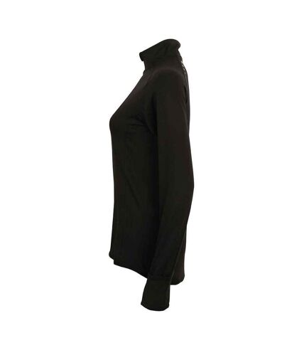 Tombo Womens/Ladies Performance Quarter Zip Long-Sleeved Top (Black)