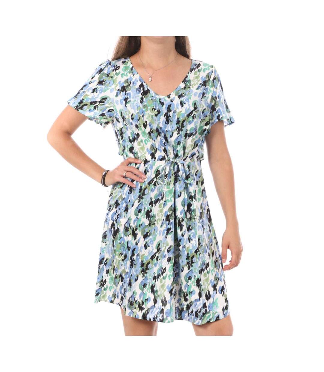 Robe Blanche/Bleu à Motifs Femme Vero Moda Easy - L-1