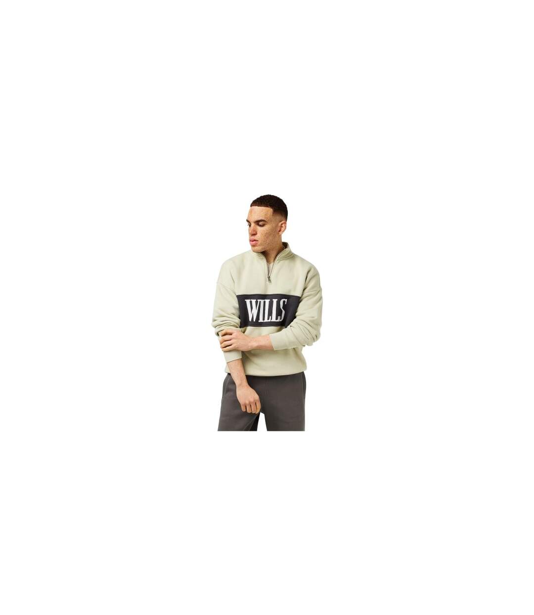 Mens Logo Zip Neck Relaxed Fit Sweatshirt Pistachio Jack Wills-1