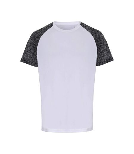 TriDri T-shirt Performance à manches contrastées pour hommes (Mélange blanc/noir) - UTRW6533